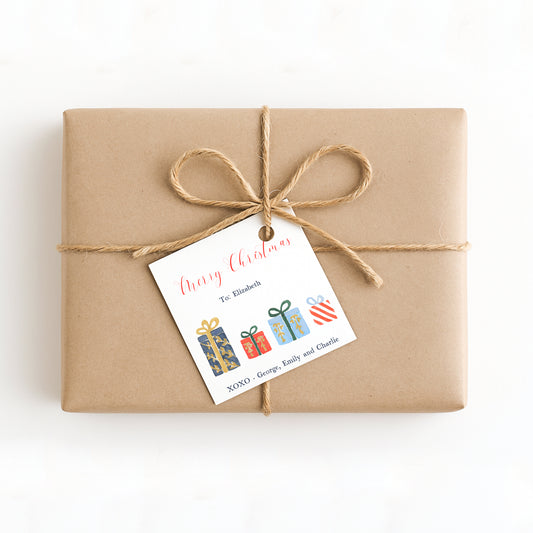 Whimsical watercolor Christmas gift tag