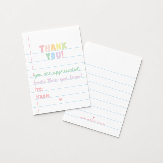 Thank You Mini Card & Envelope | Teacher Gift Tag