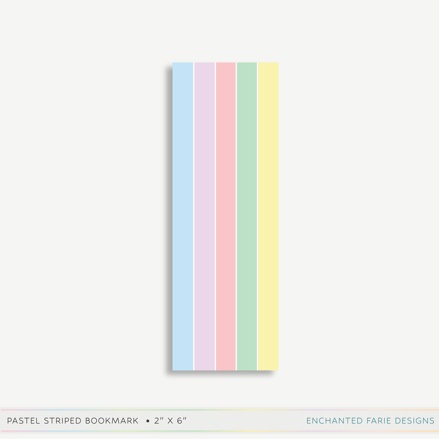 Pastel Striped Bookmark | Cute Aesthetic Bookmark Gift 2 x 6"