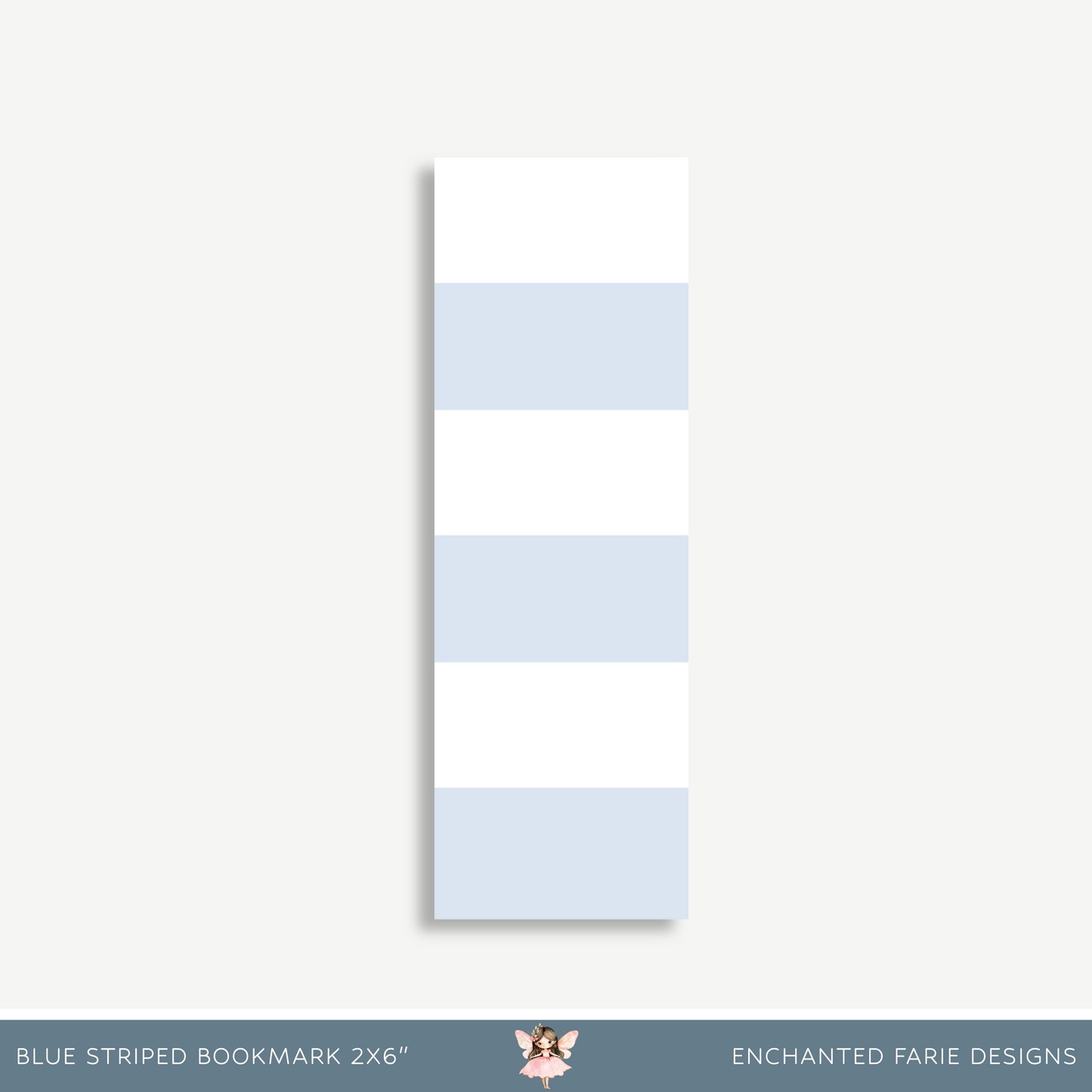 Blue & White Striped Bookmark – Minimalist 2x6" Bookmark for Readers & Book Lovers