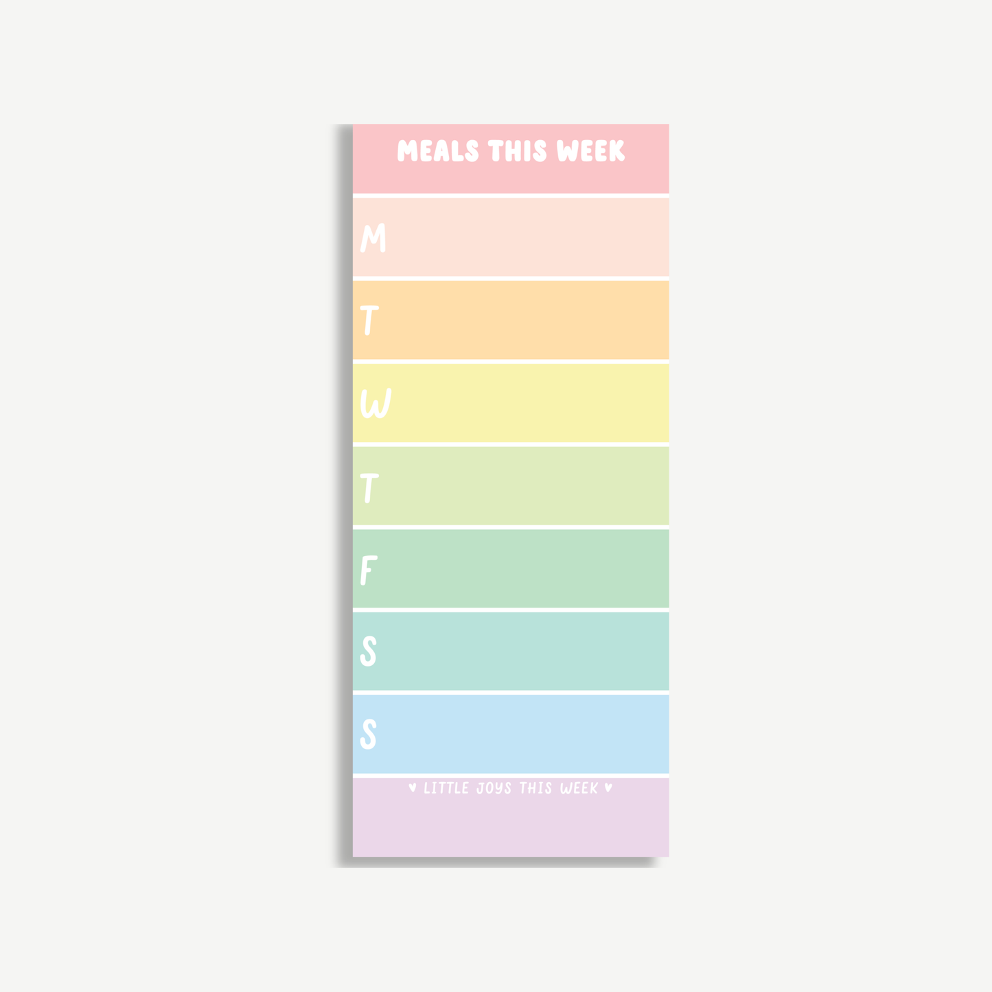 Pastel Weekly Meals Notepad | Cute Meal Planner Pad