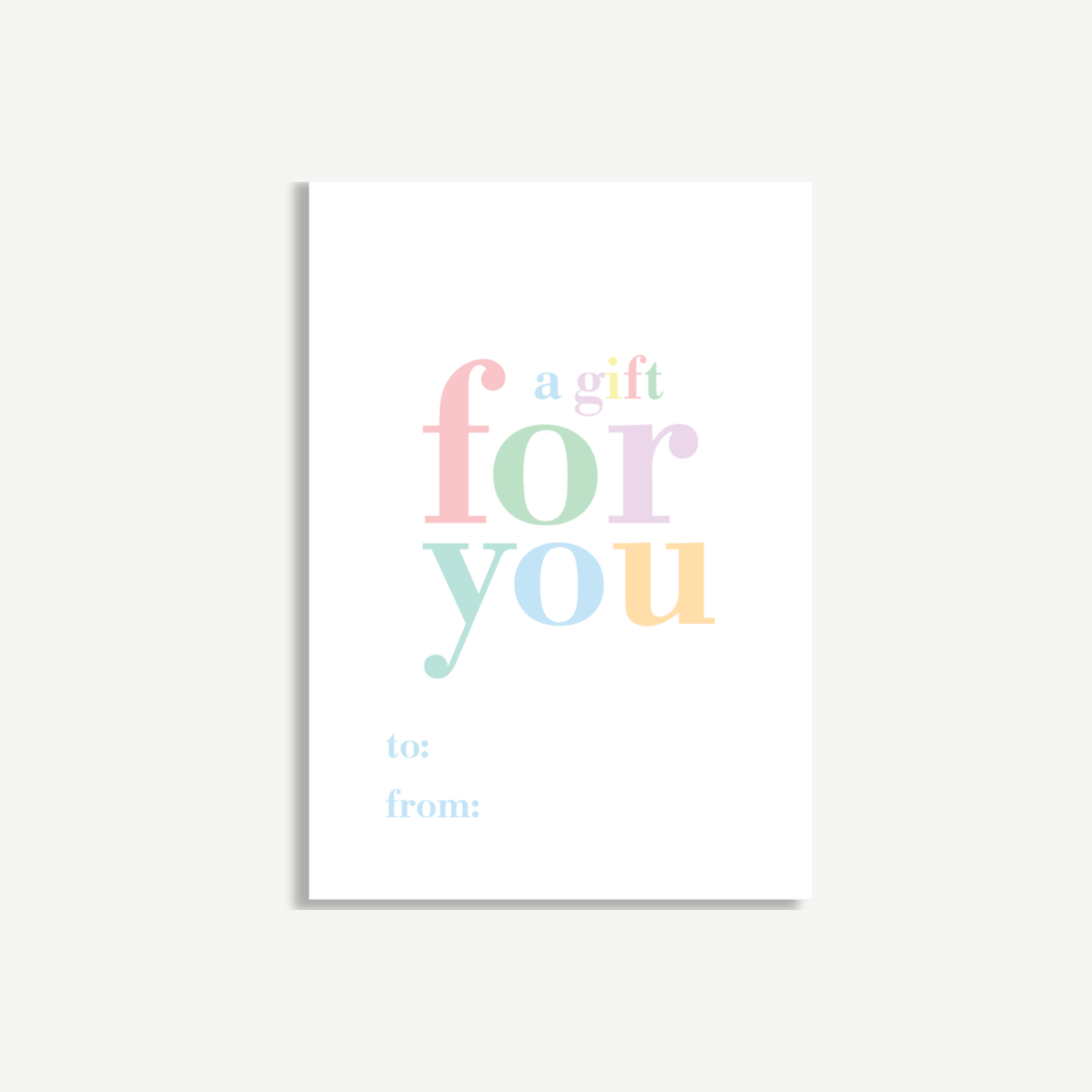 Pastel “A Gift For You” Mini Card & Envelope