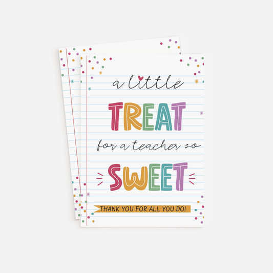 Printable Teacher Thank You Note Card