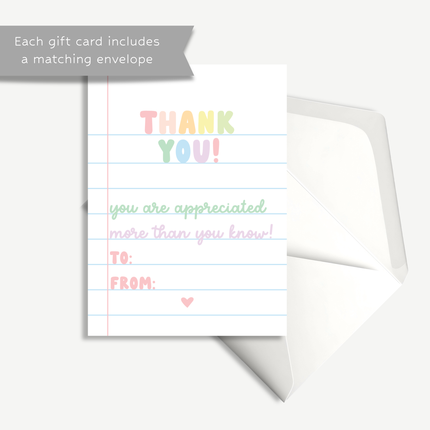 Thank You Mini Card & Envelope | Teacher Gift Tag