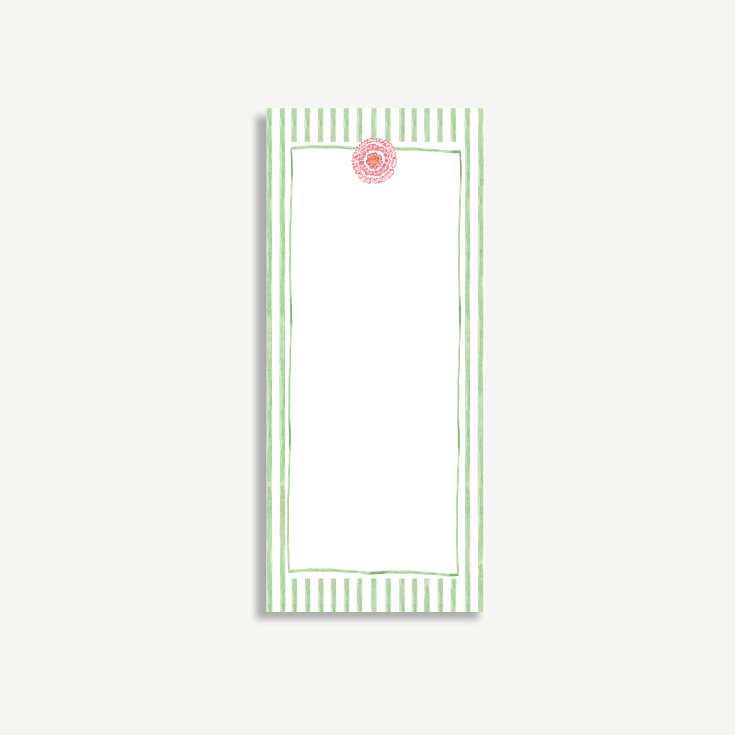 Green Stripe Floral Notepad | Elegant Slim Notepad for Lists, Notes & Gifting
