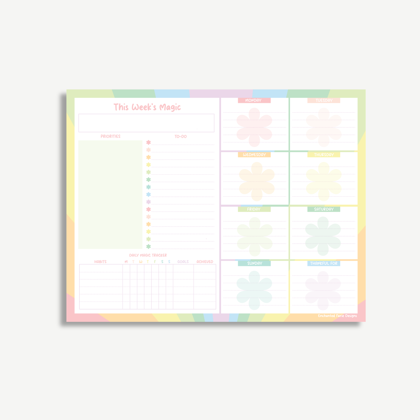 Pastel Weekly Planner Notepad 11 x 8.5"