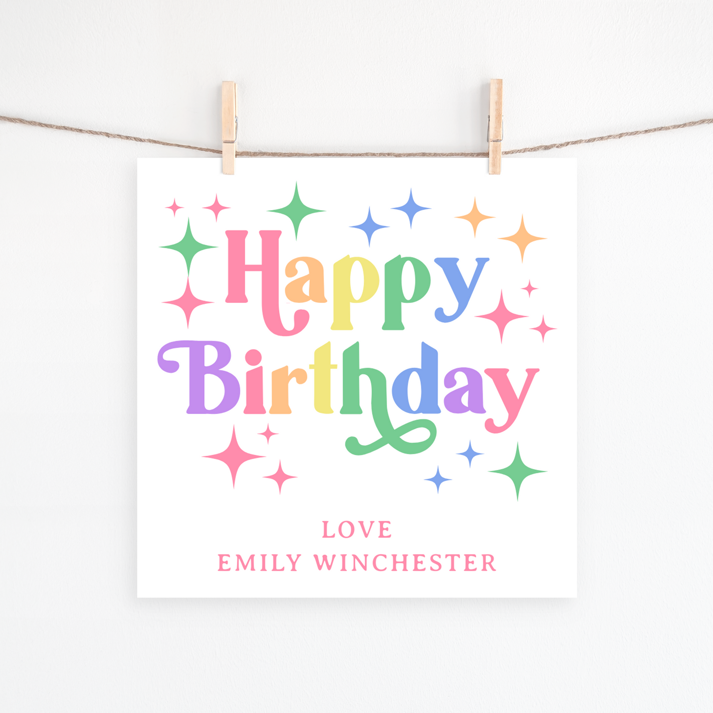 Rainbow Happy Birthday Gift Tag – Printable with 2 Backing Options