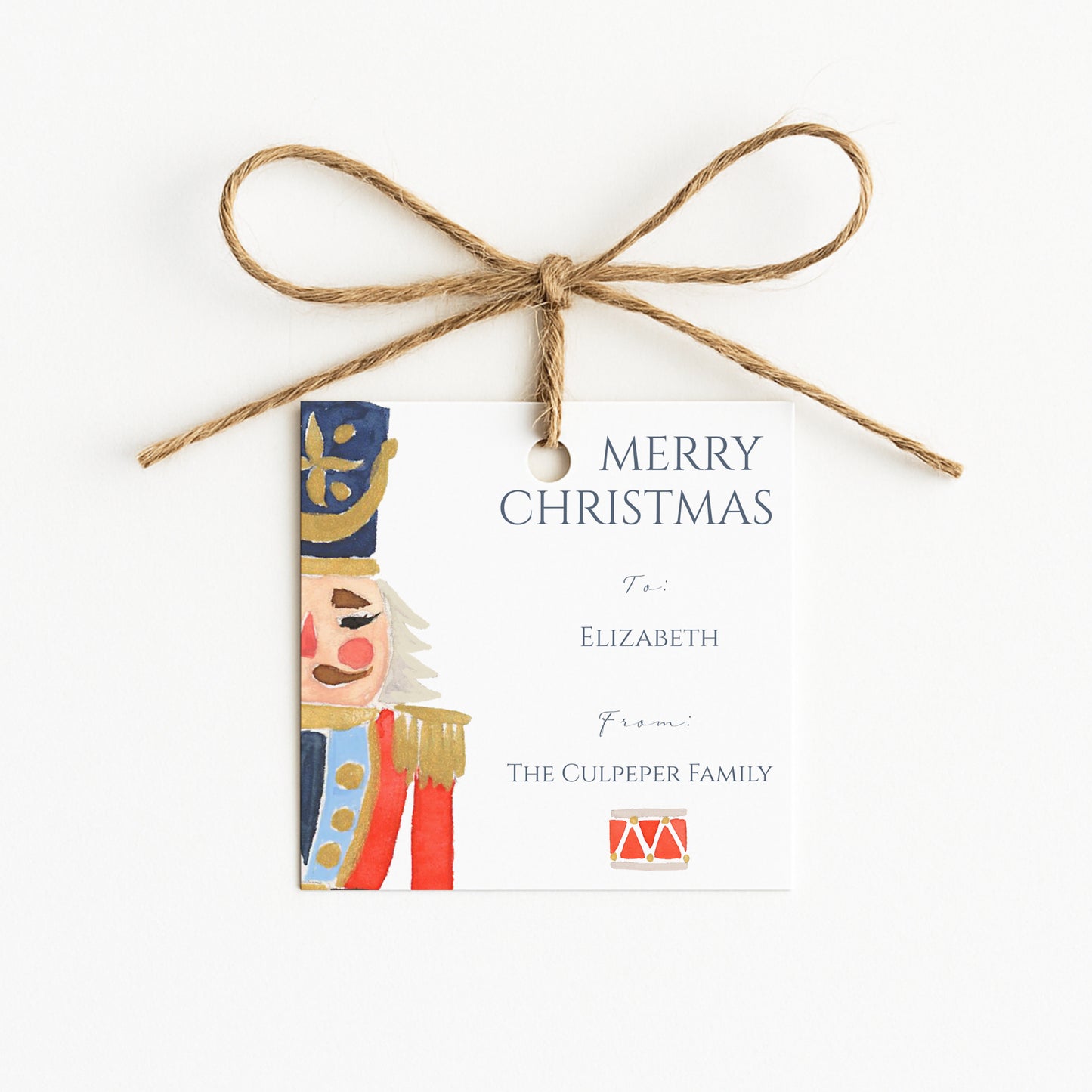 Blue Nutcracker Christmas Gift Tag