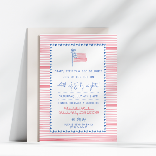 Stars & Stripes 4th of July BBQ Invitation