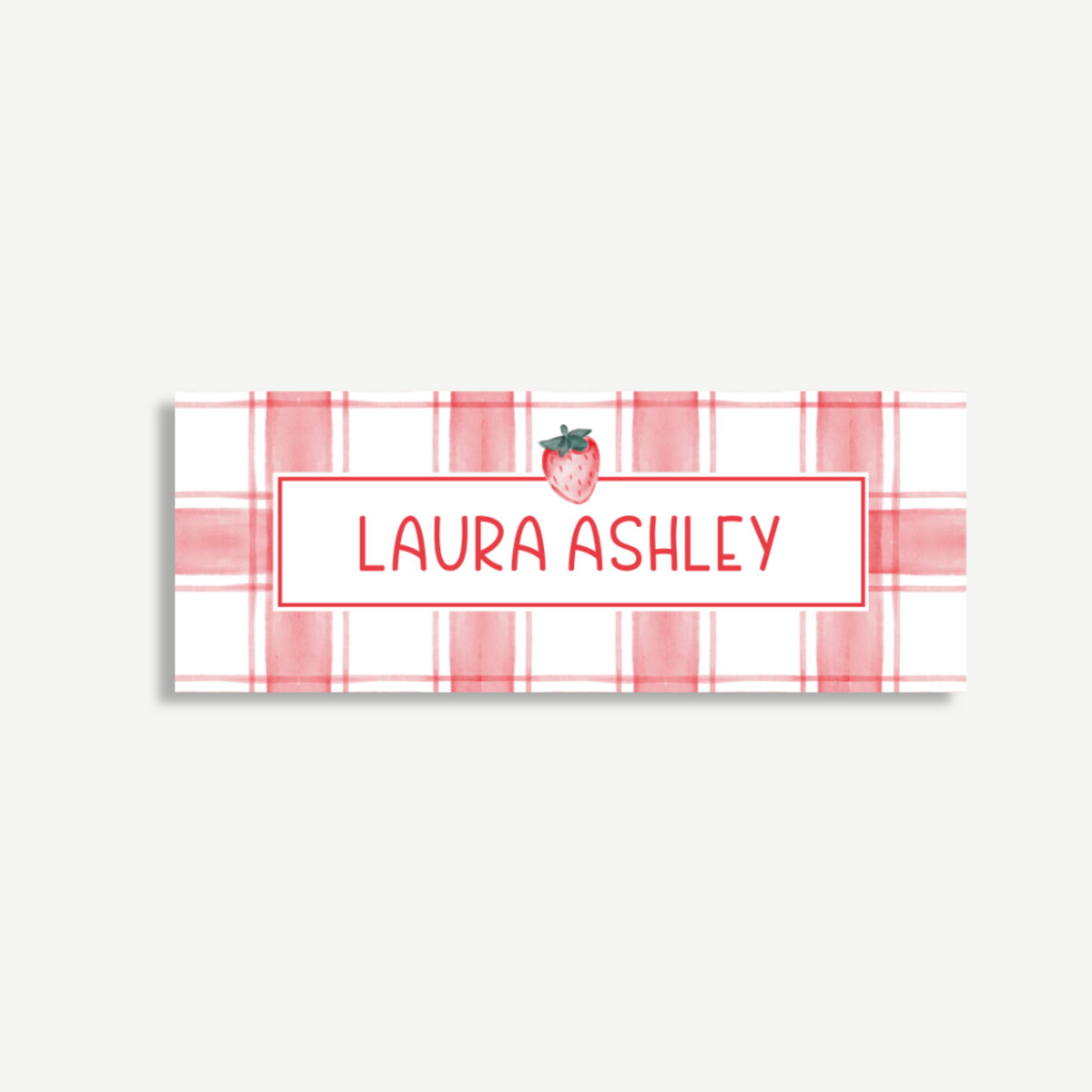 Personalized School Name Labels - Water Resistant - Set of 60 - Red Gingham