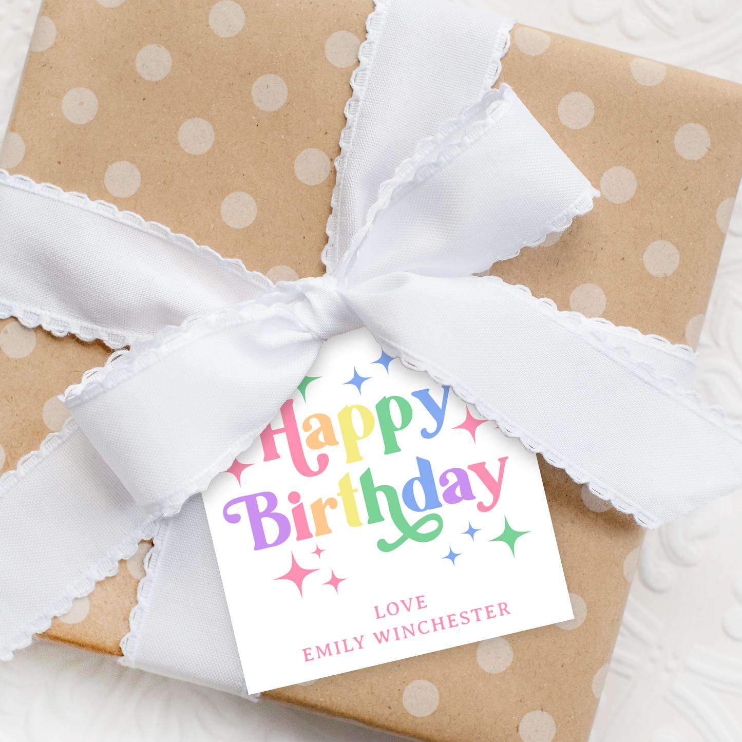 Rainbow Happy Birthday Gift Tag – Printable with 2 Backing Options