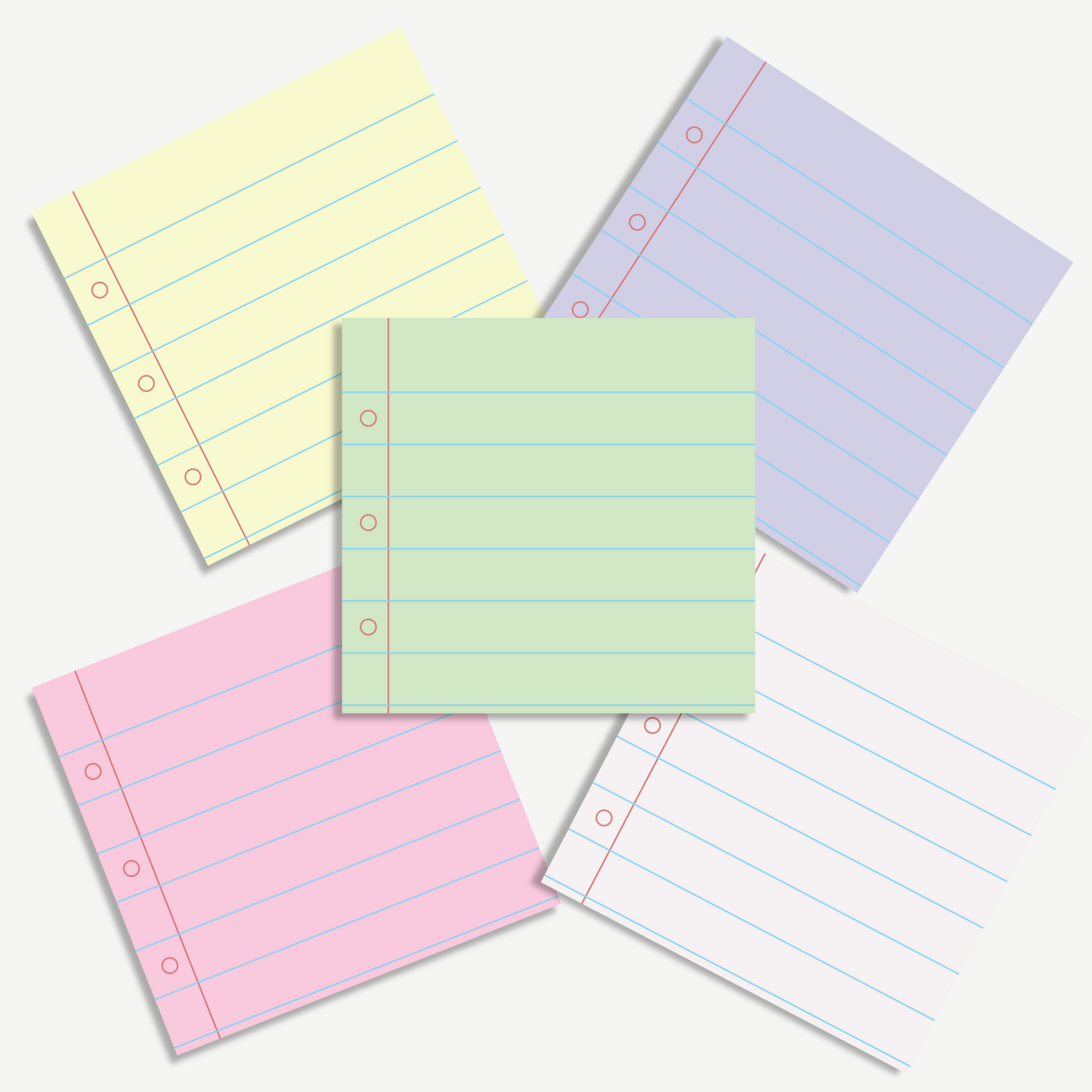 Colorful Lined Sticky Notes – 3"x3" Pastel Notebook Colors