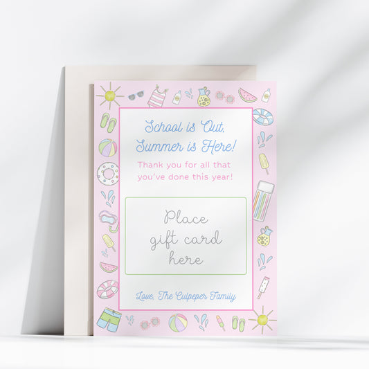 Teacher Card Gift Holder