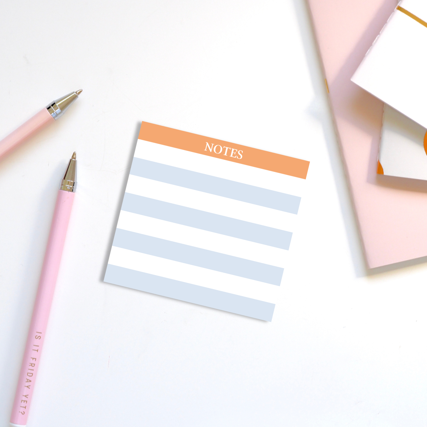 Striped Orange & Blue Sticky Notes 3x3"