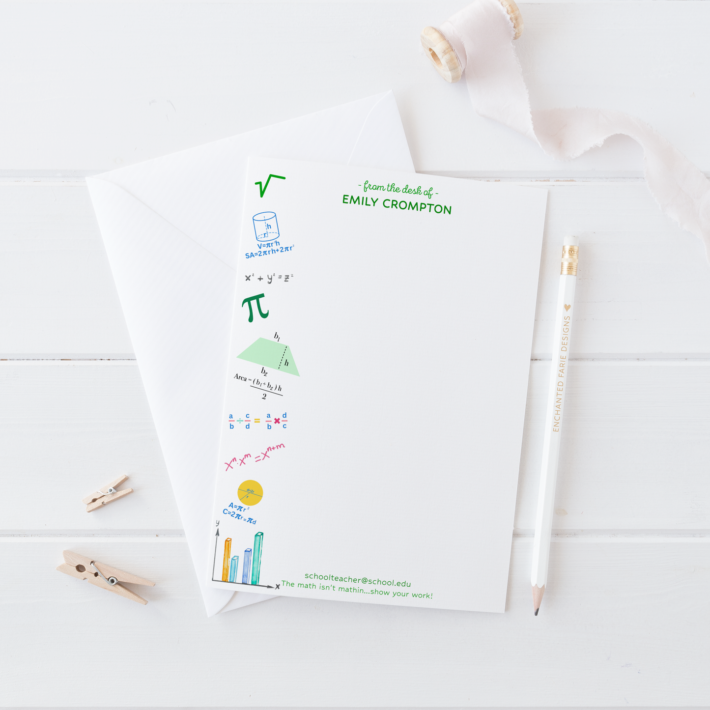 Personalized Algebra Teacher Notepad - School Stationery