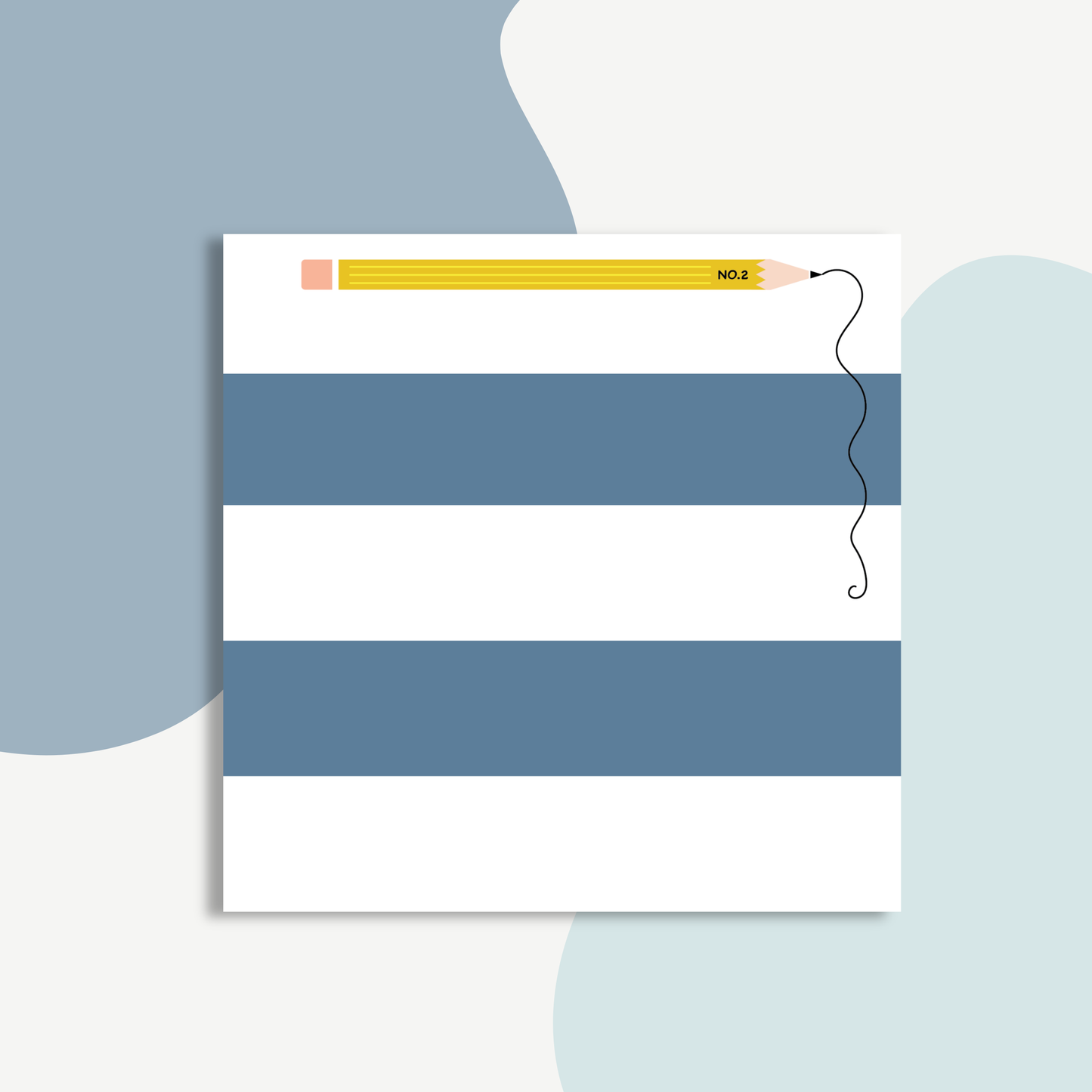 Slate Blue Striped Notepad | Chic Desk Pad 5 x 5"