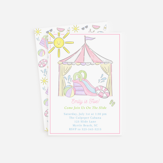 Pool Birthday Party Invitation – 5x7 Water Slide Invite