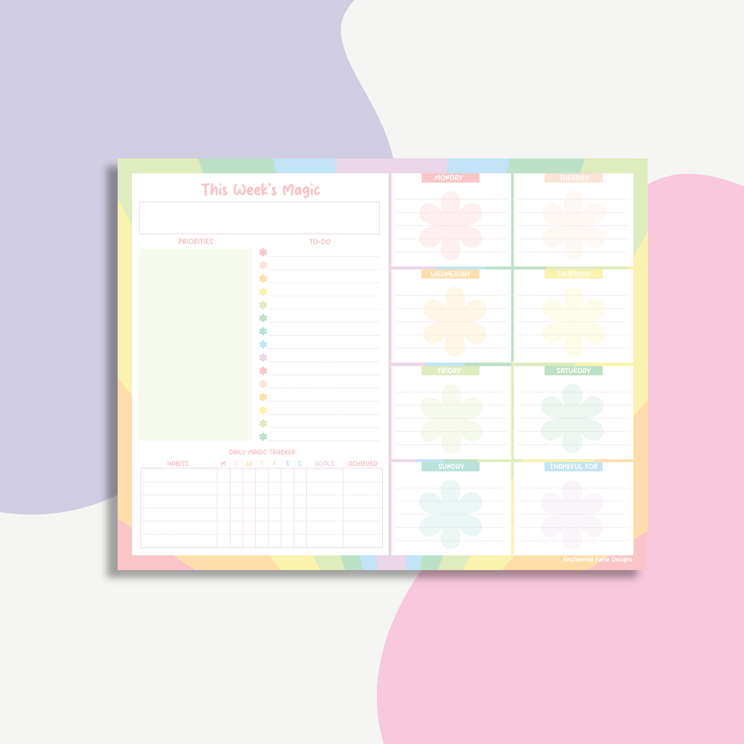 Pastel Weekly Planner Notepad 11 x 8.5"