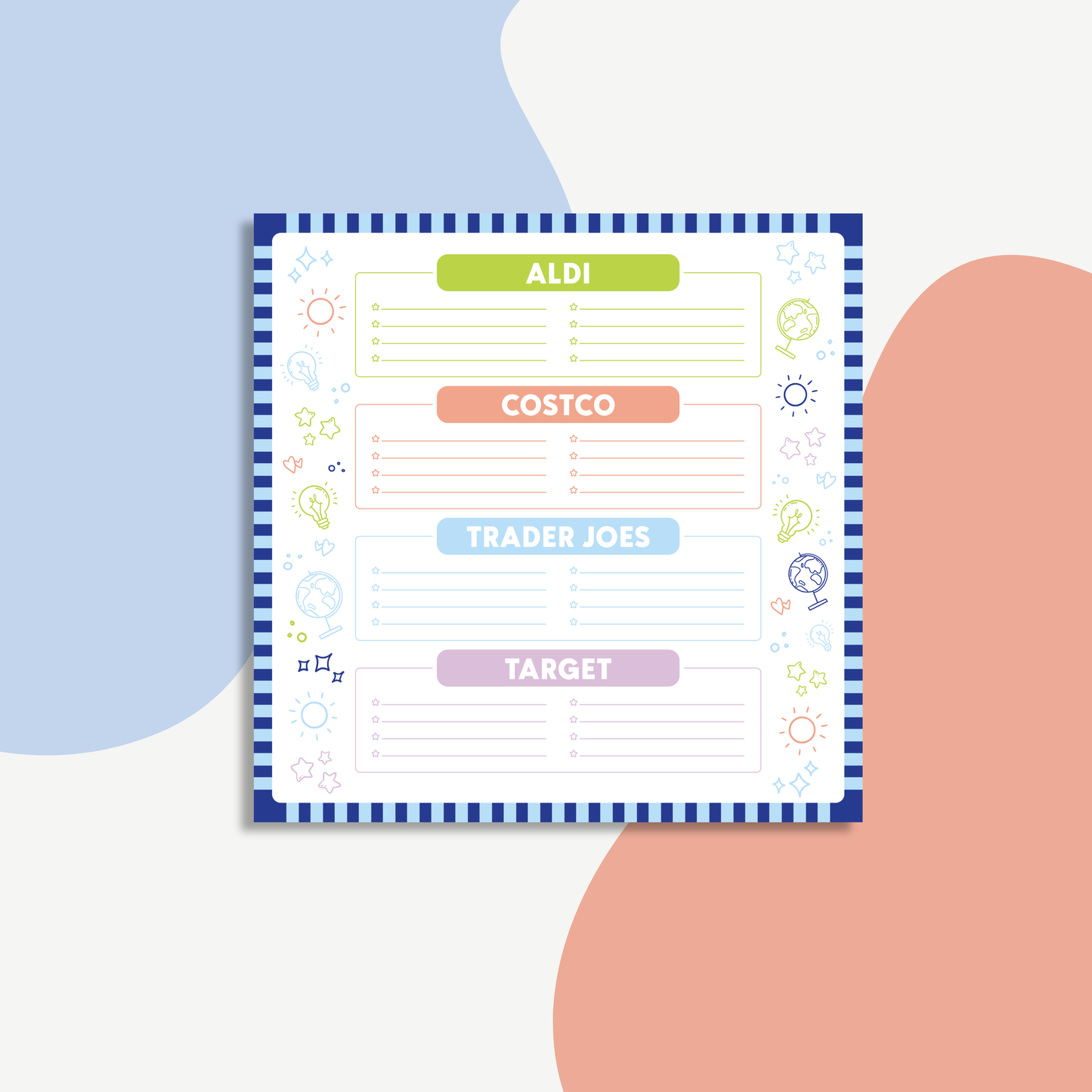 Multi-Store Grocery Shopping Notepad - 8x8"