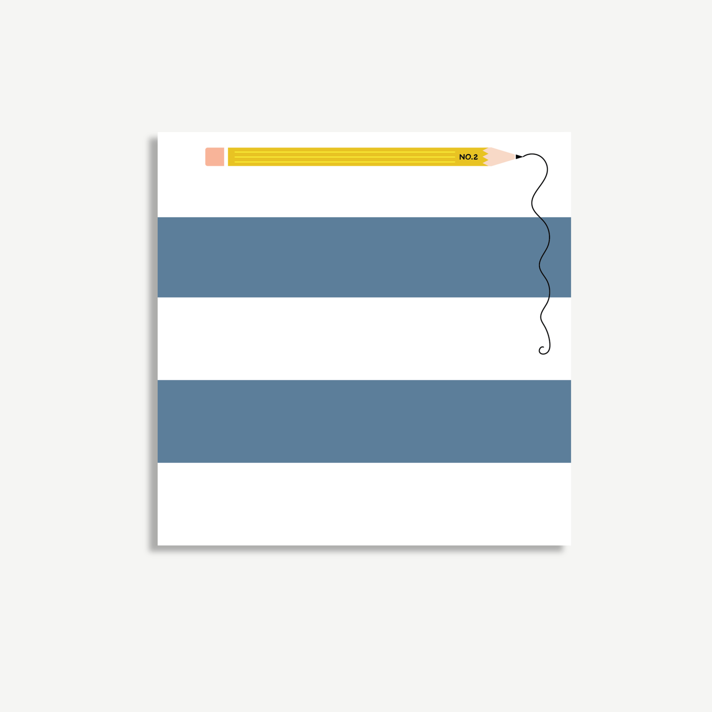 Slate Blue Striped Notepad | Chic Desk Pad 5 x 5"