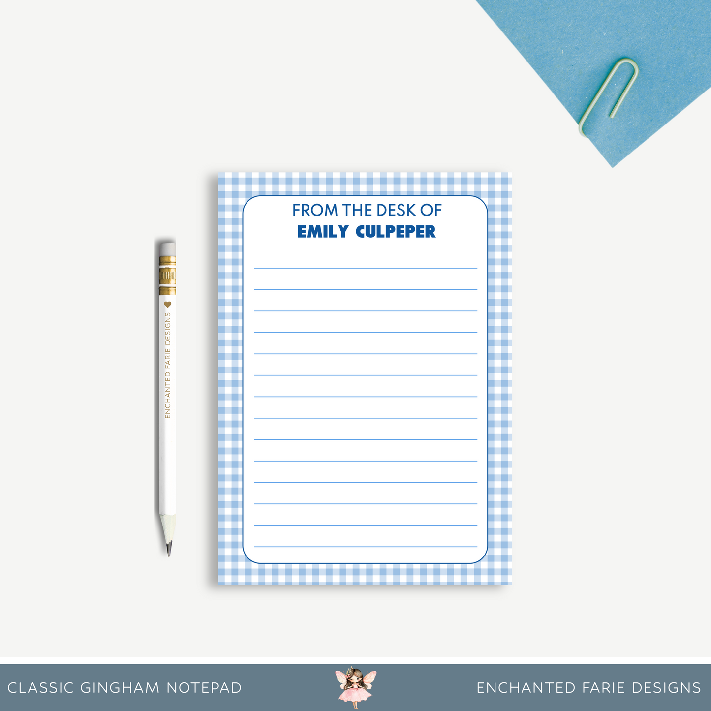 Classic Gingham Personalized Notepad – 5x7"