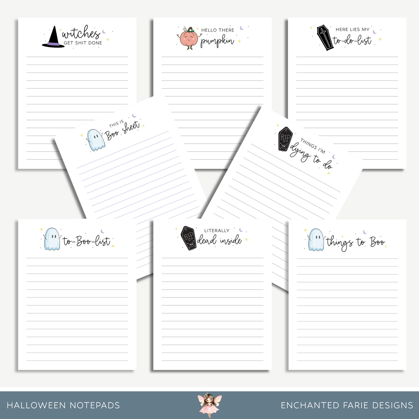 Halloween Notepads – Cute & Spooky Stationery - Printable Fall Gift