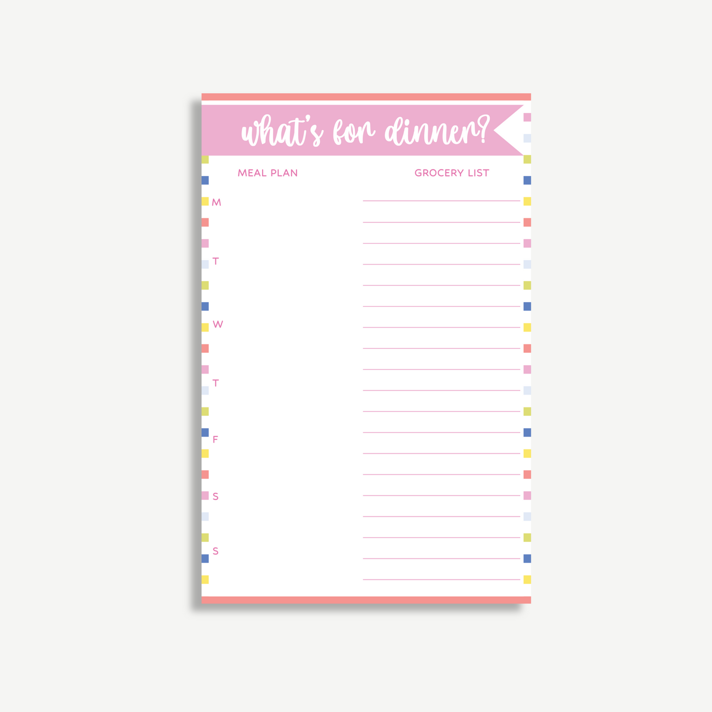 What’s for Dinner? Weekly Meal Plan & Grocery List Notepad – 5.5" x 8.5"