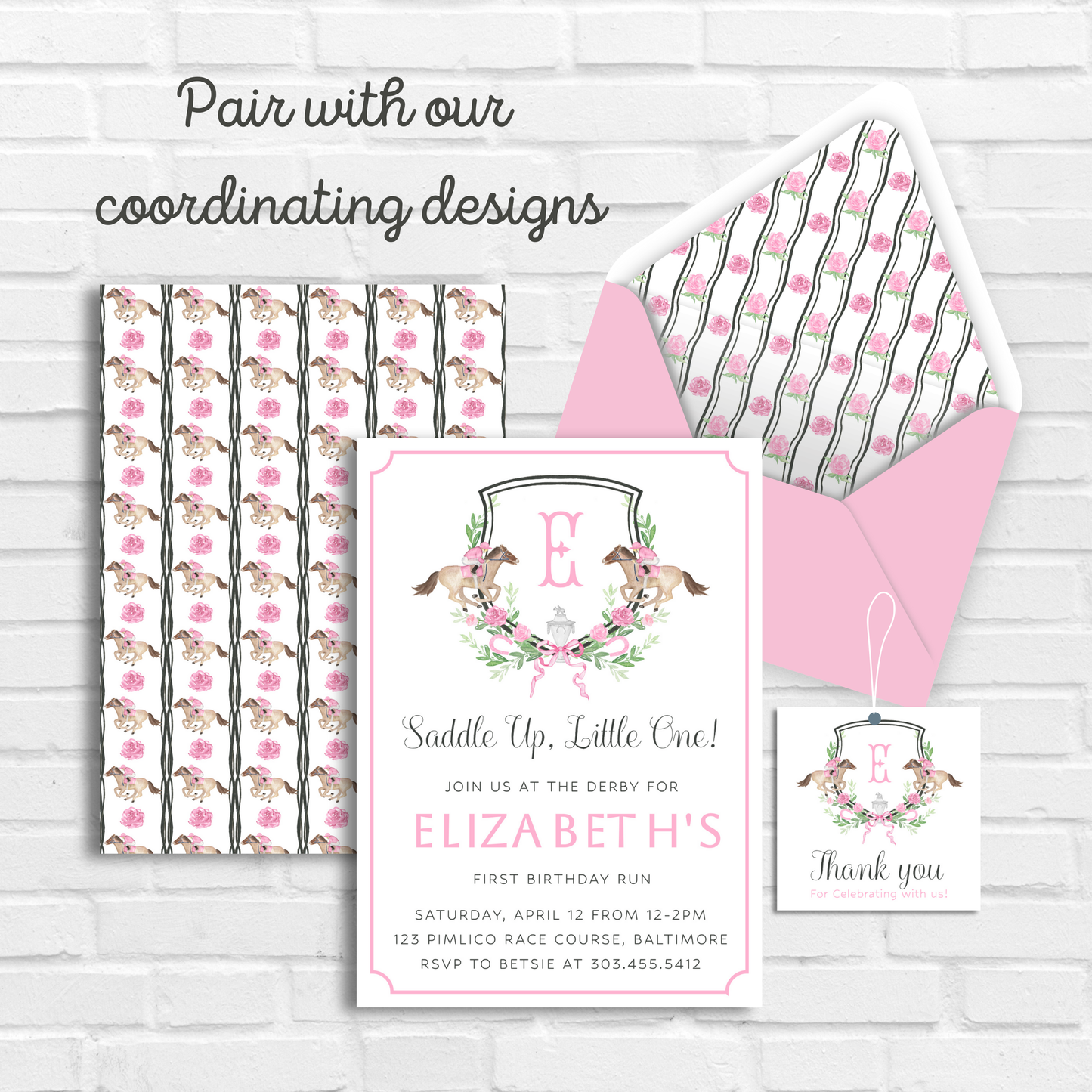 Kentucky Derby Pink Birthday Invitatoin