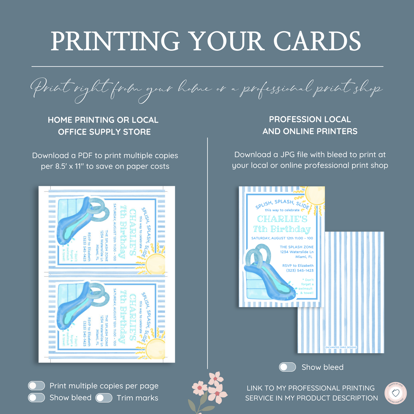 Water Slide Birthday Invitation 5x7