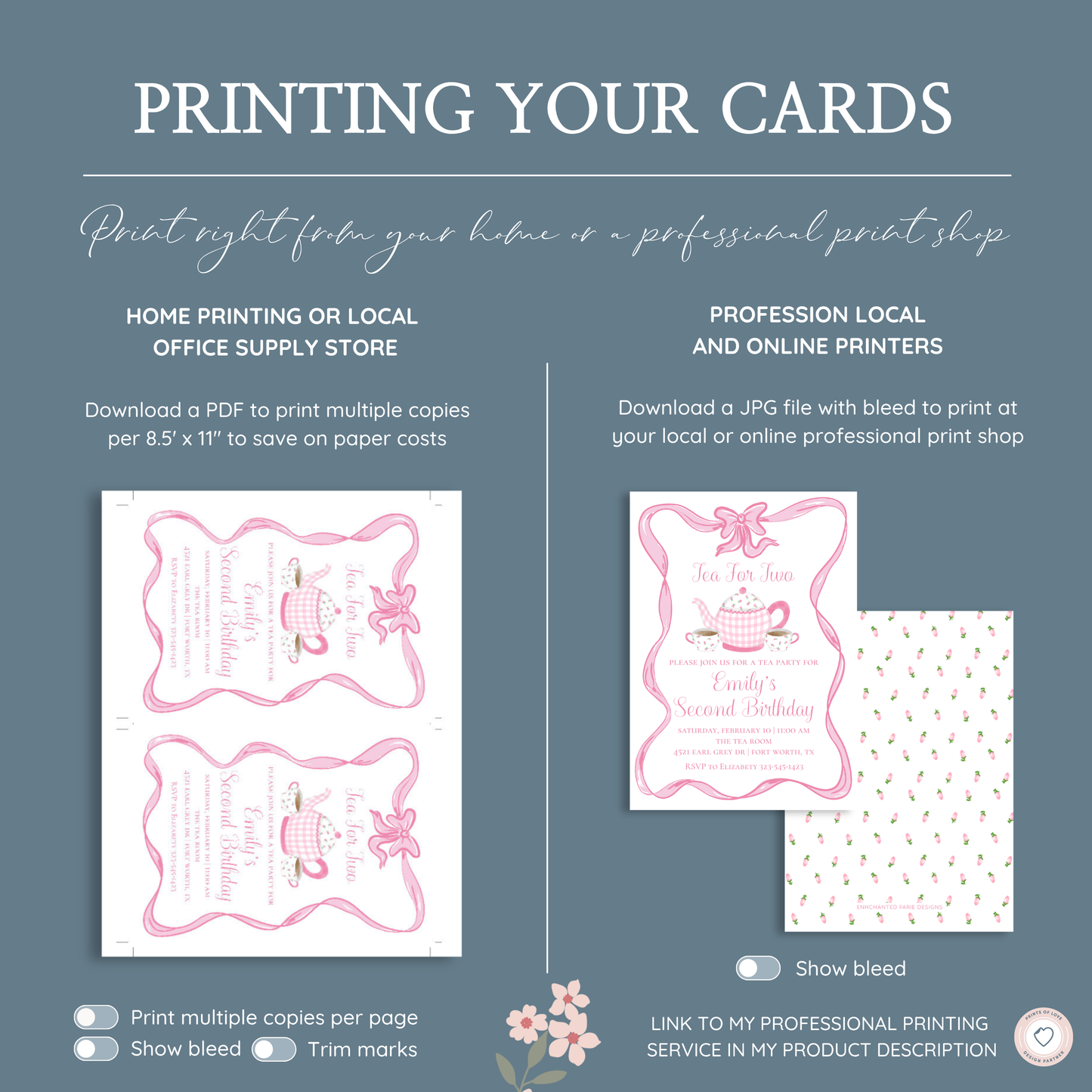 Tea for Two Birthday Invitation – Pink Gingham Teapot Party Invite