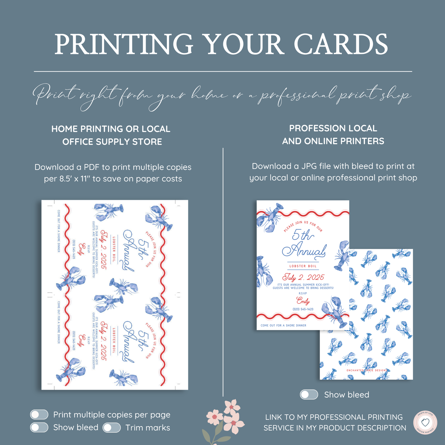 Lobster Boil Blue Invitation – 5th Annual Summer Party Printable