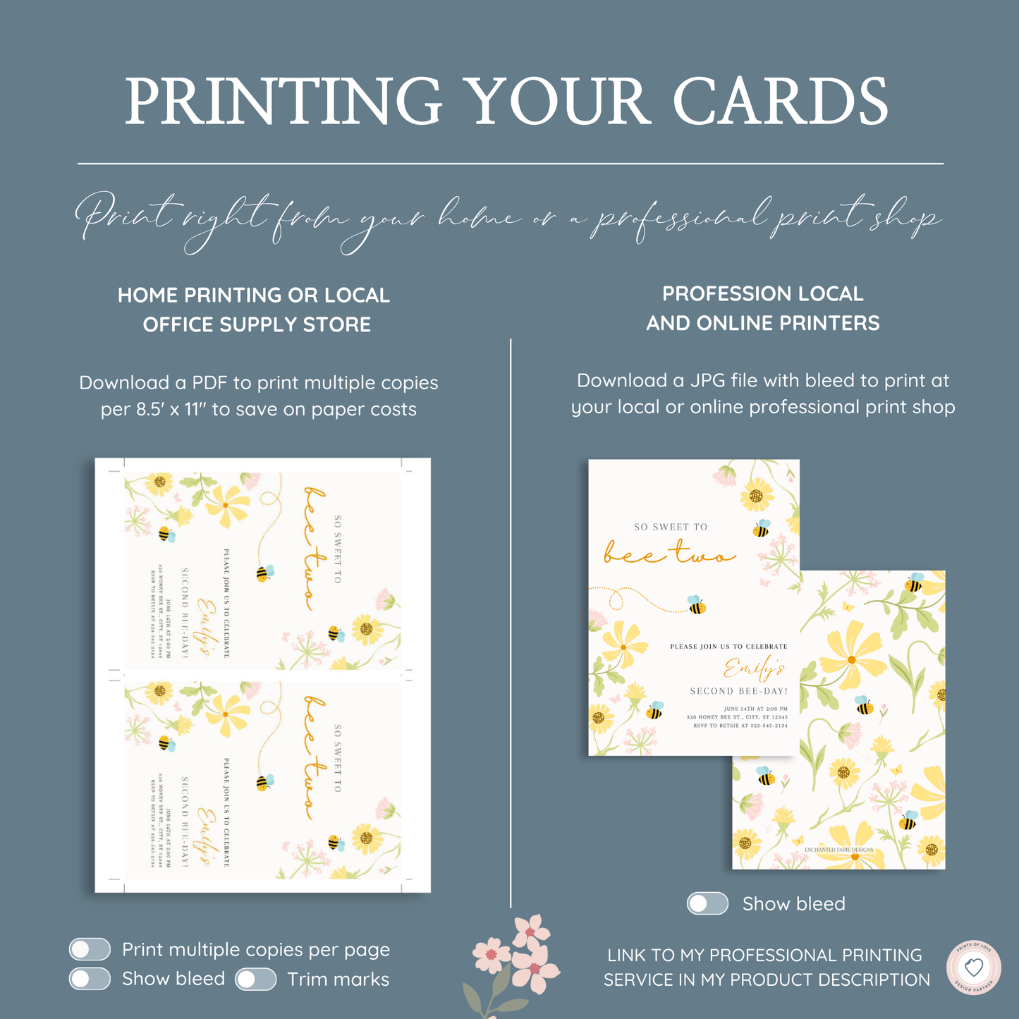 Bee Two Birthday Invitation – Editable Template