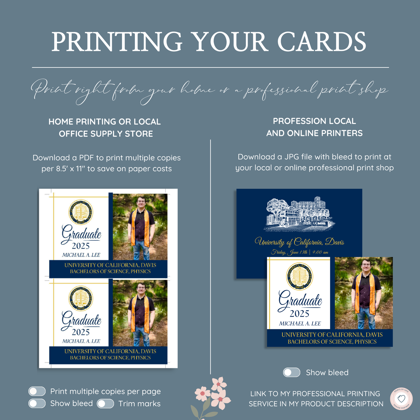 College Graduation Invitation Template | 5x7" Front & Back Editable Design