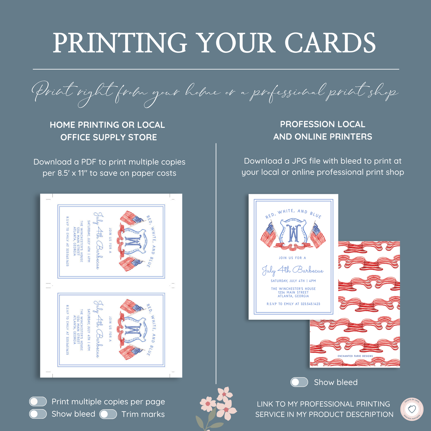 Red, White, and Blue July 4th Barbecue Invitation 5x7"