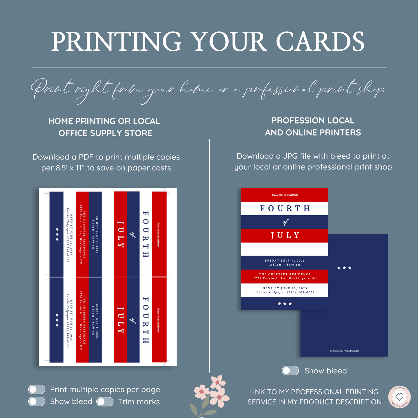 Classic 4th of July Invitation – Red, White & Blue Printable