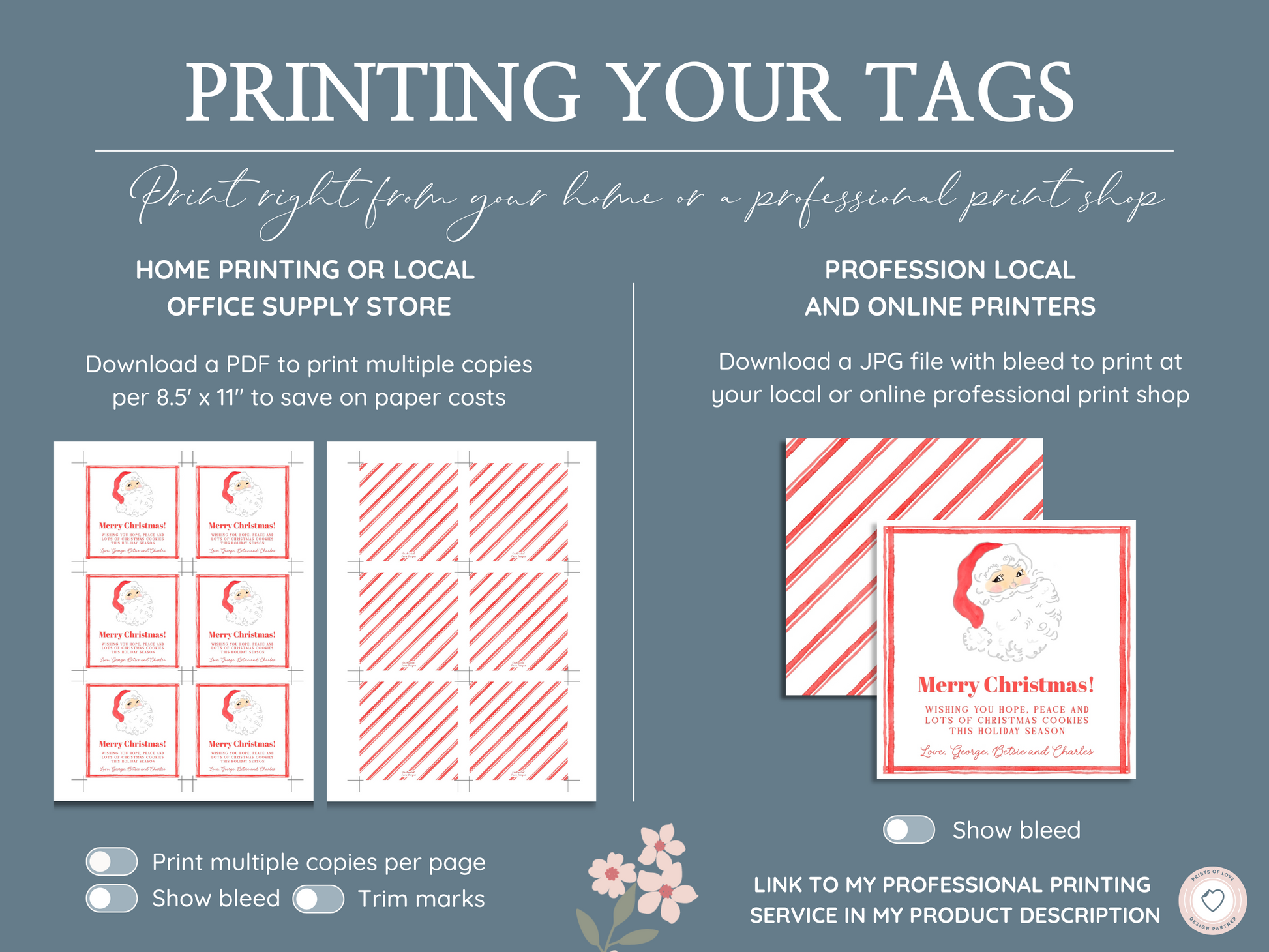 red santa favor tag