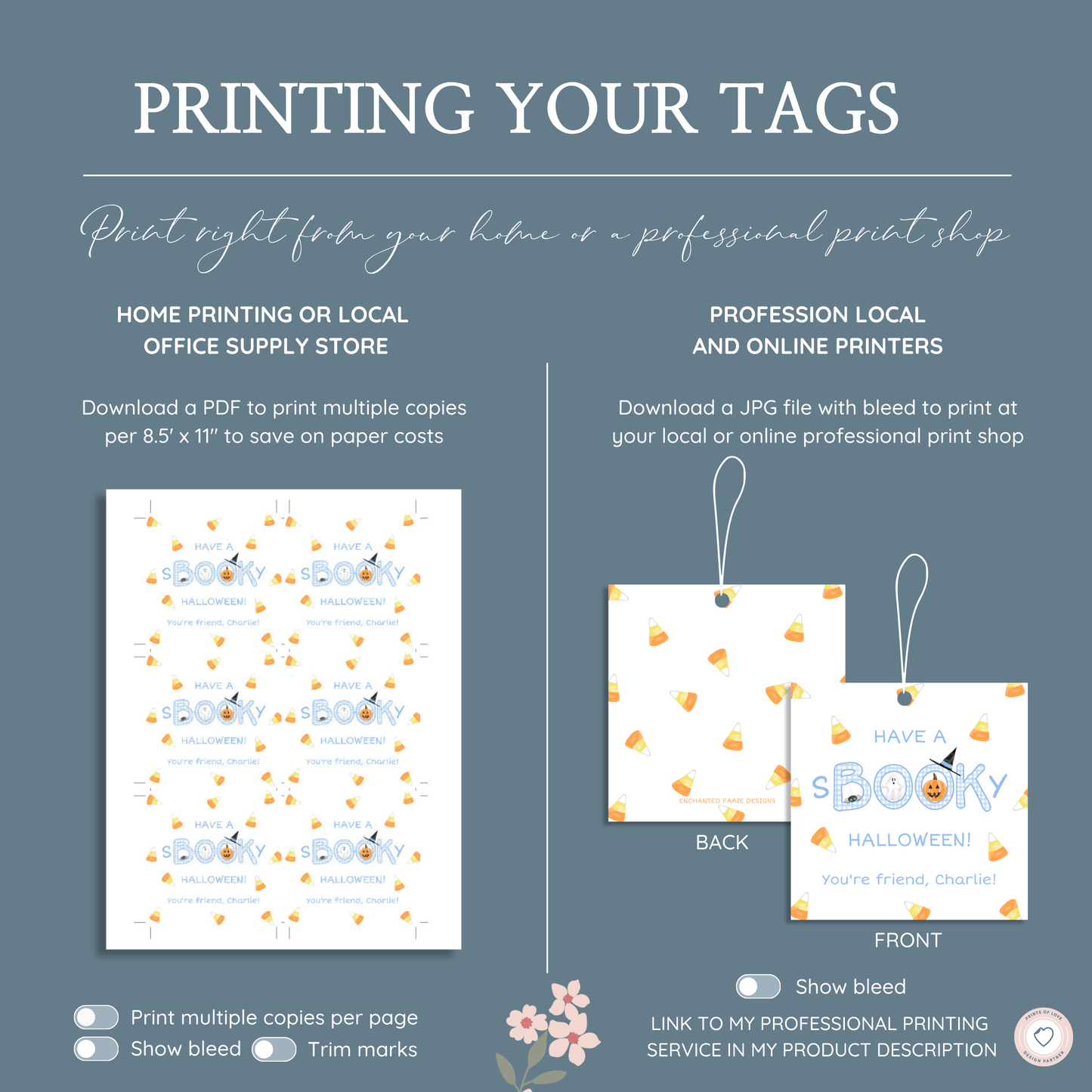 Have a sBOOKy Halloween Gift Tag | Cute Blue Gingham Printable 3x3”