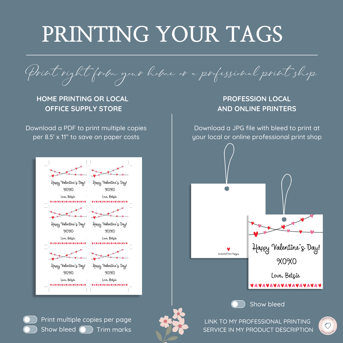 String of Hearts | XOXO Gift Tag 3x3"