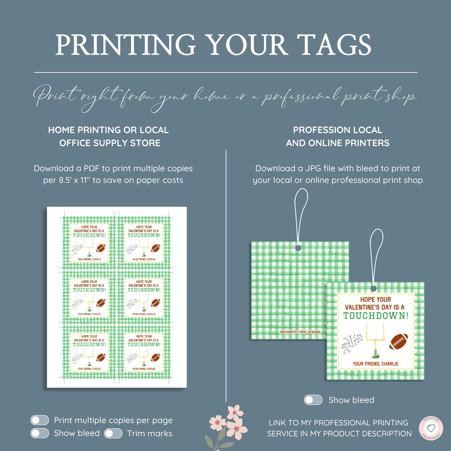 Football Valentine Gift Tag - Instant Download
