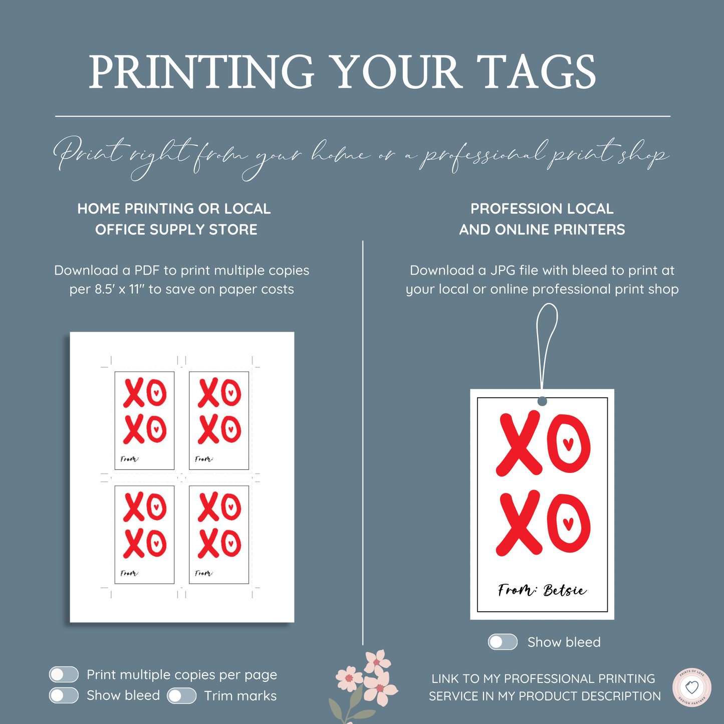 XOXO Valentine Gift Tag Printable