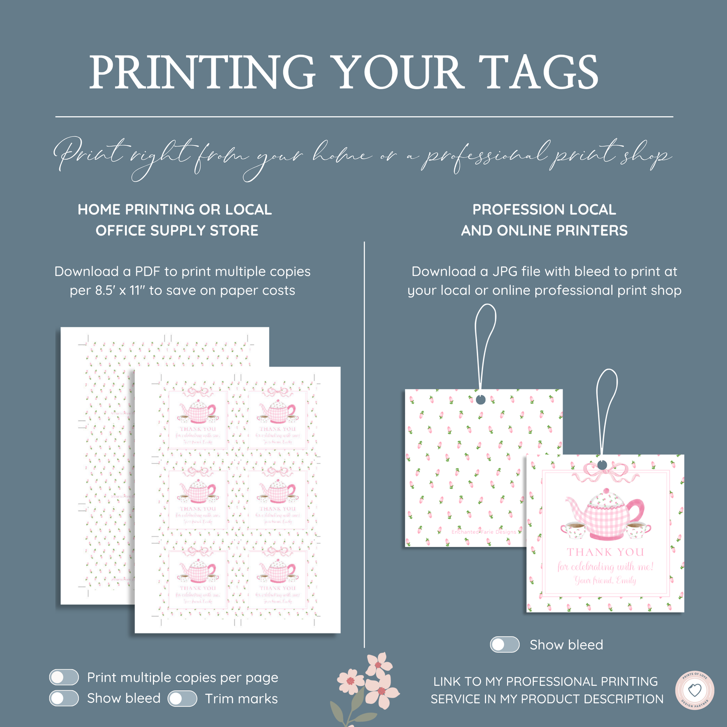 Tea Party Birthday Favor Tag – Printable Pink Gingham 3x3