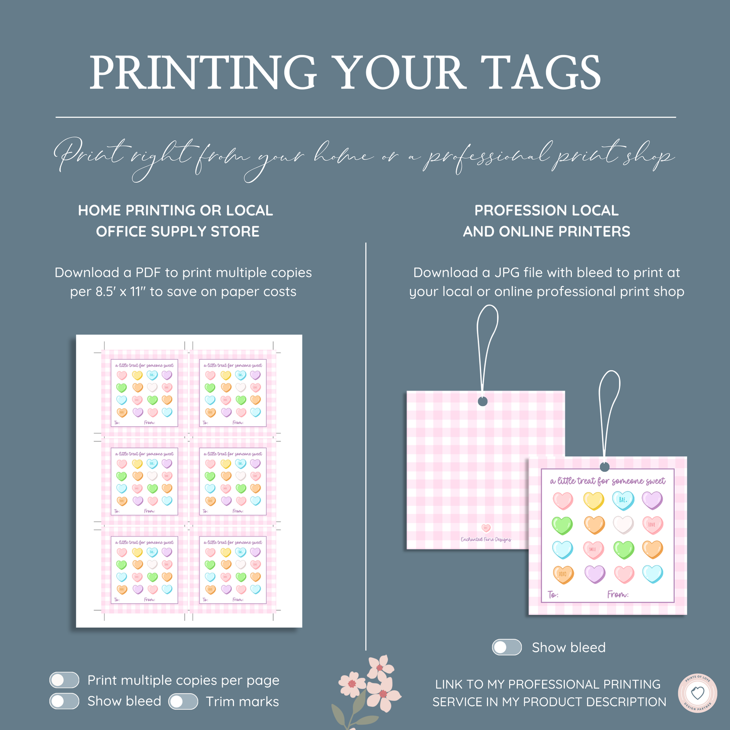 Conversational Hearts Gift Tag | 3x3 Printable Valentine Tag