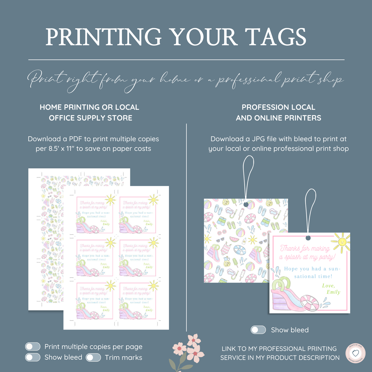 Pool Birthday Party Gift Favor 3x3"