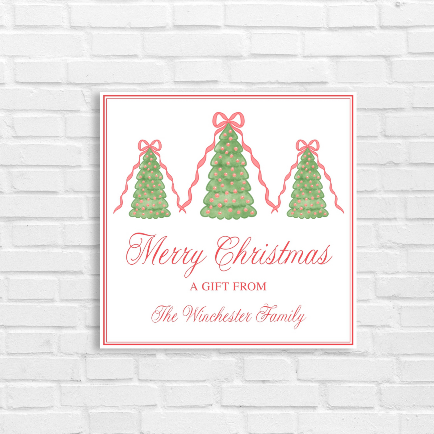 Red Christmas Tree Gift Tag