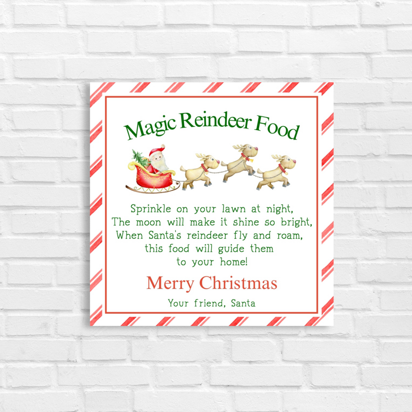 Magic Reindeer Food Tag Editable