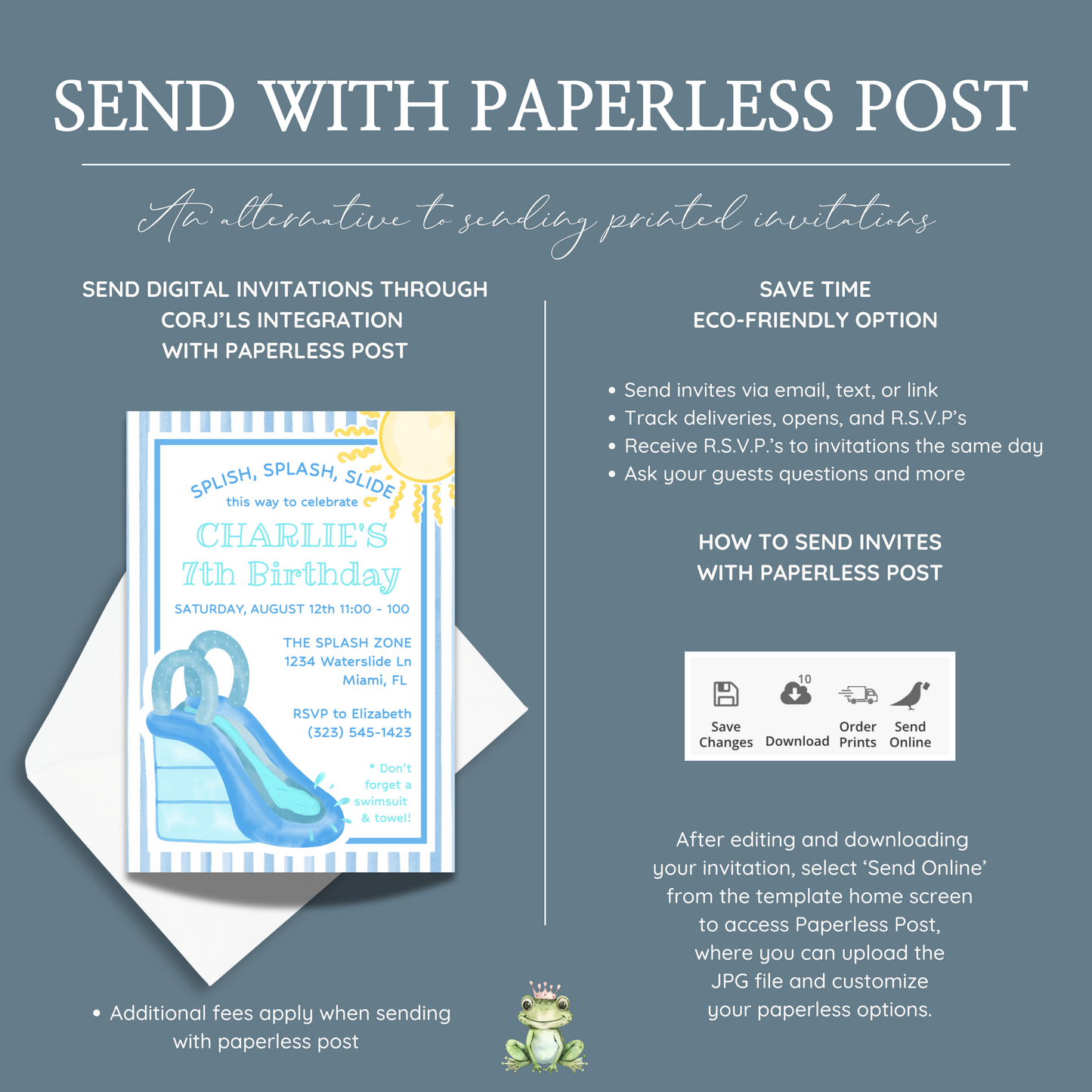 Water Slide Birthday Invitation 5x7