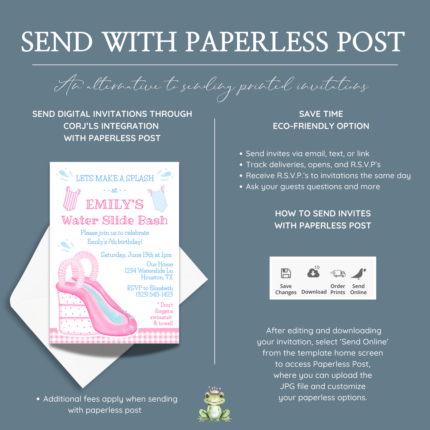 Pink Water Slide Birthday Invitation – Girls’ Summer Pool Party Printable