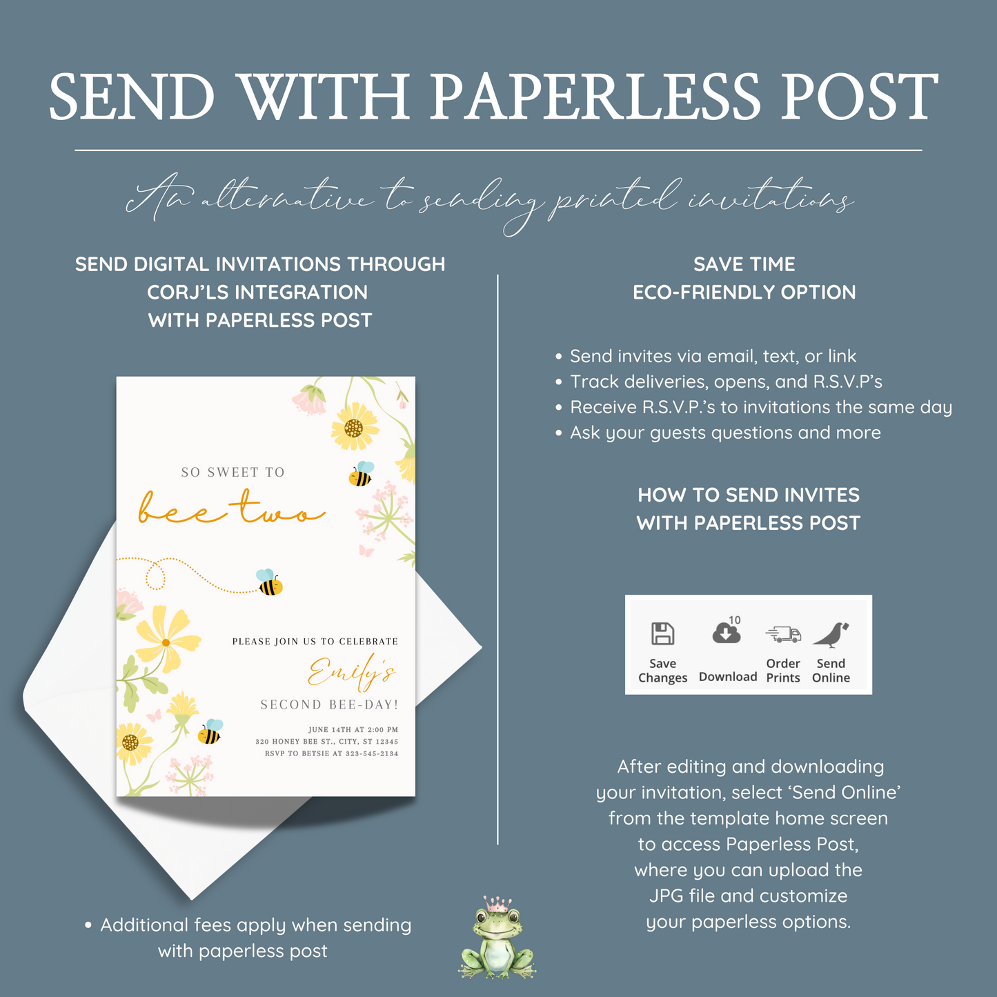 Bee Two Birthday Invitation – Editable Template