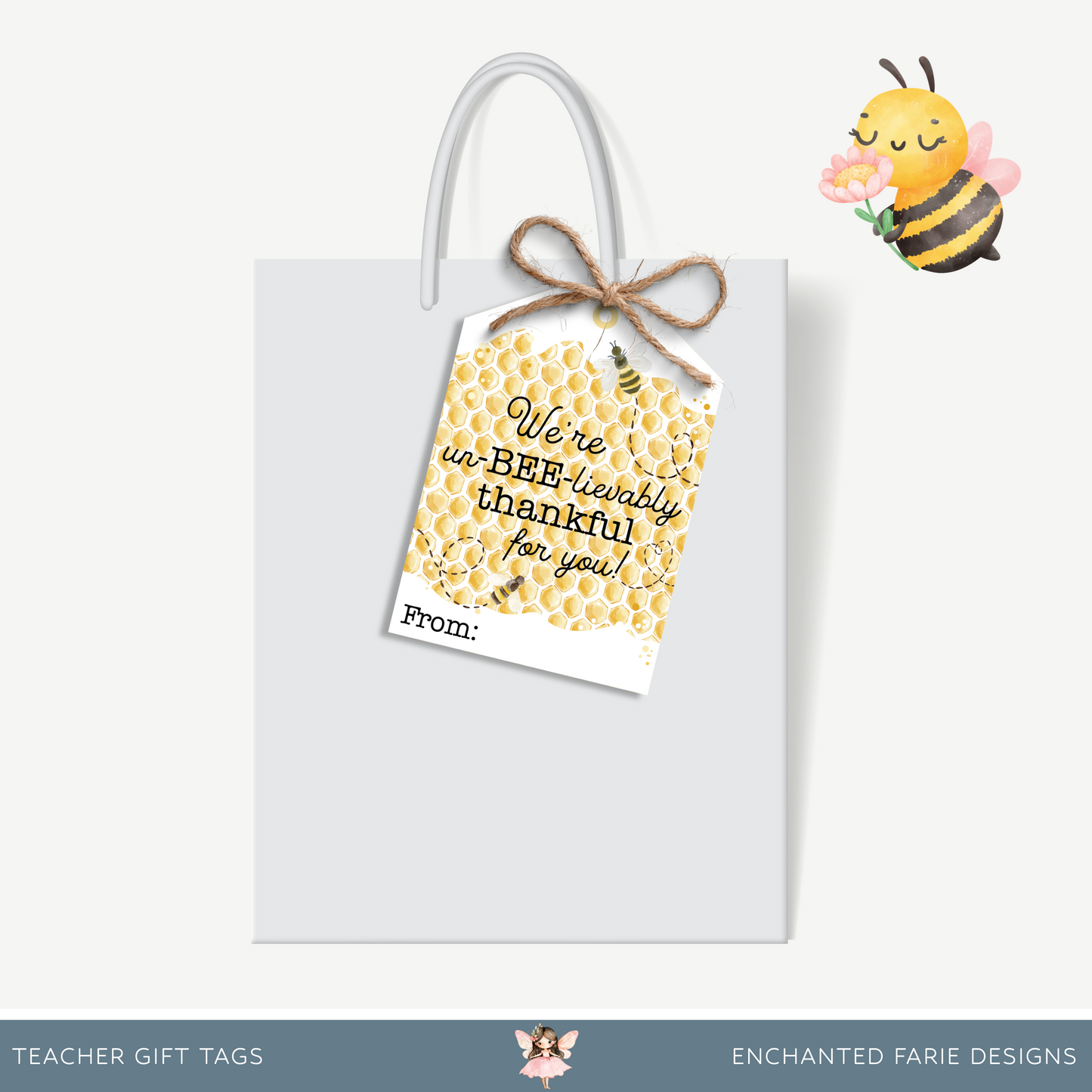 BEE-lievably Thankful Gift Tags – Printable Honeycomb Tags