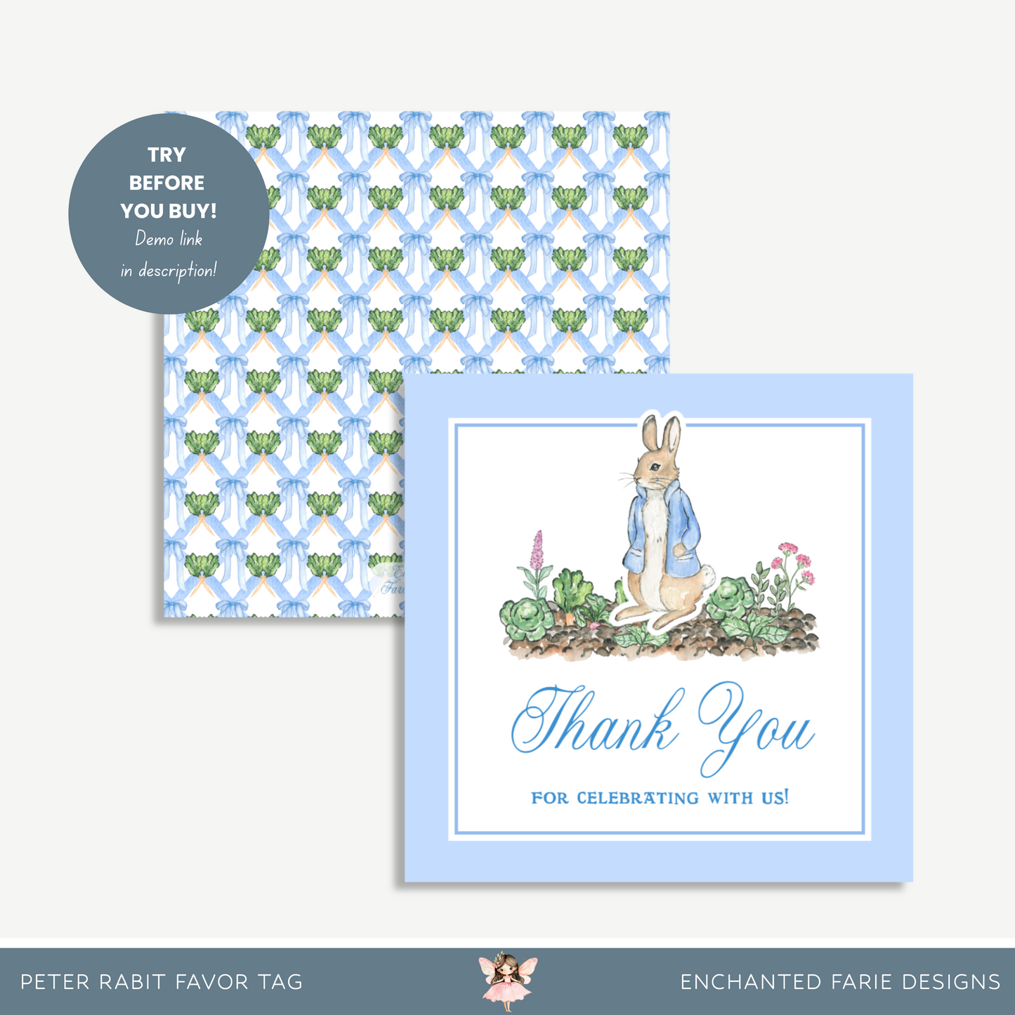 Peter Rabbit Thank You Gift Tag – 3x3"